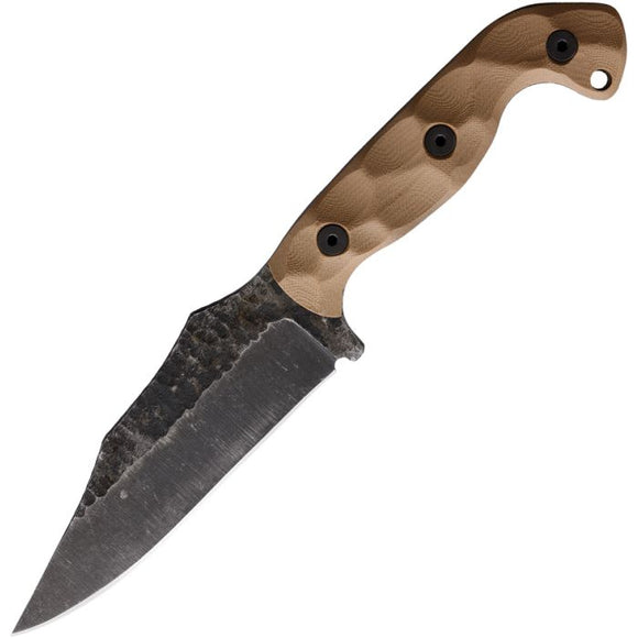 Stroup Knives TU1 Tan G10 1095HC Fixed Blade Knife w/ Kydex Sheath PTU1TG10S