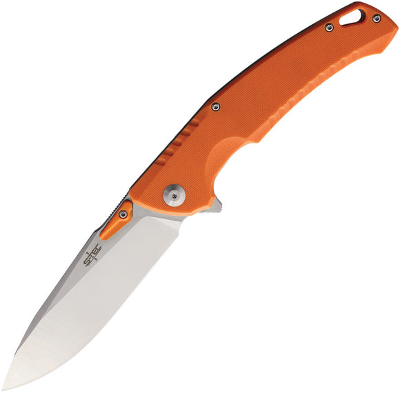 S-TEC Linerlock Orange G10 Handle Stainless Steel Clip Point Folding Pocket Knife 011OR