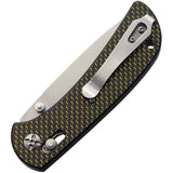 S-TEC Axis Lock Gold Carbon Fiber Handle D2 Tool Steel Clip Point Folding Pocket Knife 022