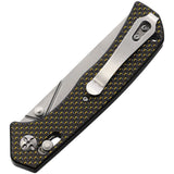 S-TEC Axis Lock Gold Carbon Fiber Handle D2 Tool Steel Clip Point Folding Pocket Knife 023