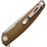 S-TEC Linerlock Brown G10 Handle Stainless 14C28N Clip Point Folding Pocket Knife 500BR