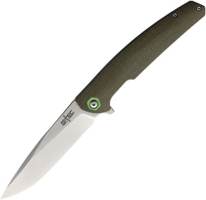 S-TEC Linerlock Green G10 Handle Stainless 14C28N Clip Point Folding Pocket Knife 500GN