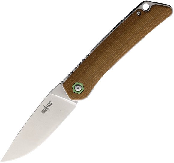 S-TEC Linerlock Brown G10 Handle Stainless 14C28N Clip Point Folding Pocket Knife 501BR