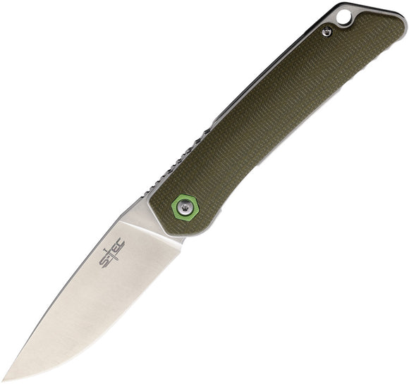 S-TEC Linerlock Green G10 Handle Stainless 14C28N Clip Point Folding Pocket Knife 501GN