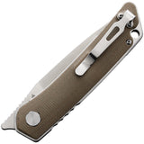 S-TEC Linerlock Kangaroo Tan G10 Handle Stainless Clip Point Folding Pocket Knife 501K