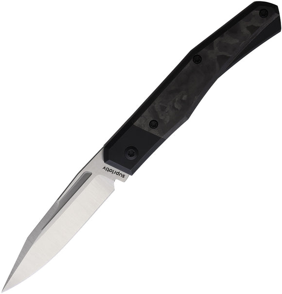 Suprlativ Infidel Slip Joint Black Titanium Folding Bohler M390 Pocket Knife 009