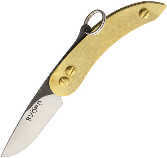 Svord Peasant Micro Brass Handle Carbon Steel Folding Keychain Knife PKMB