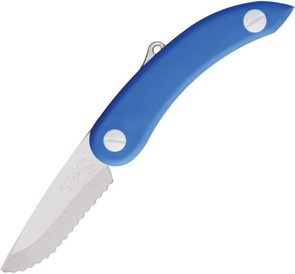 Svord Zero Metal Peasant Serrated Polycarbonate Blade Blue Handle Knife ZM3BL