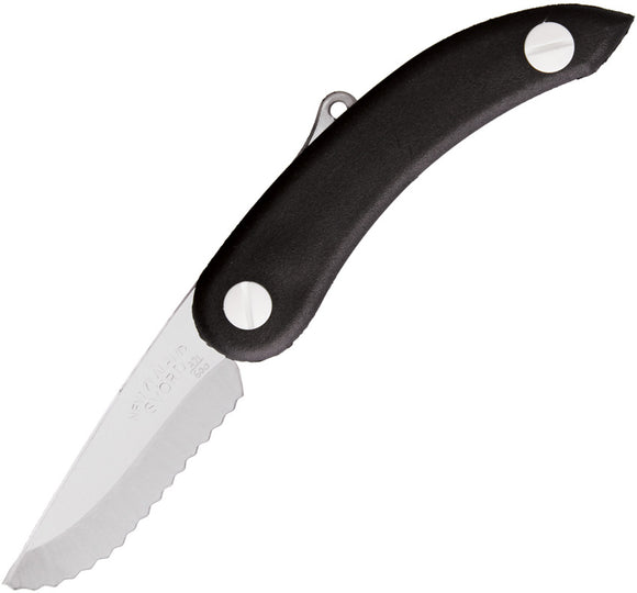 Svord Zero Metal Peasant Serrated Polycarbonate Blade Black Handle Knife ZM3B