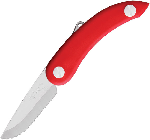 Svord Zero Metal Peasant Serrated Polycarbonate Blade Red Handle Knife ZM3R