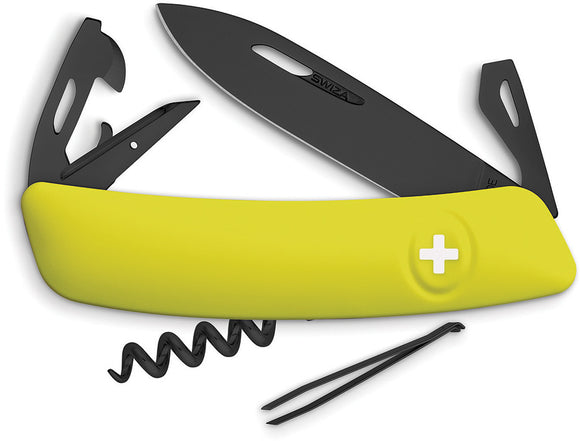 Swiza D03 Swiss Pocket Knife Black Screwdriver Tweezers Yellow Multi-Tool 331080