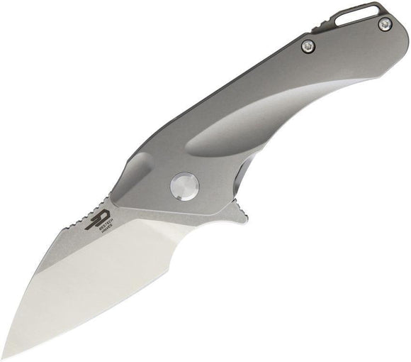 Bestech 1711 Gray Titanium Handle Framelock Folding Satin Blade Knife