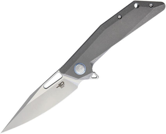 Bestech Knives Shrapnel Framelock Gray Titanium Handle Folding Knife