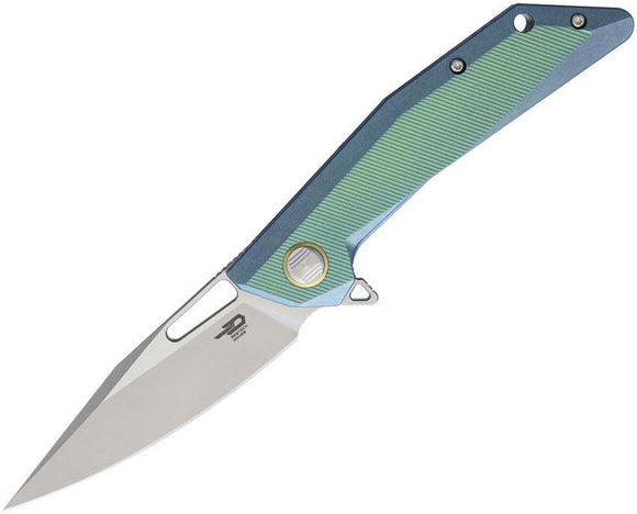 Bestech Knives Shrapnel Framelock Green Titanium S35VN Folding Knife