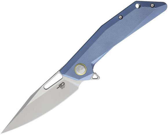 Bestech Knives Shrapnel Framelock Blue Titanium CPM-S35VN Folding Knife