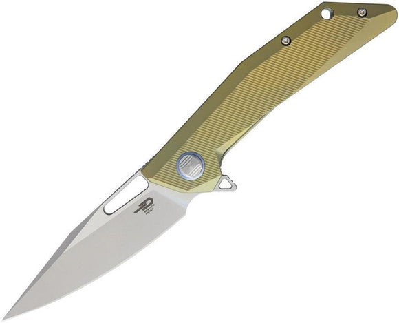 Bestech Knives Shrapnel Framelock Gold Titanium CPM-S35VN Folding Knife