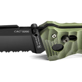 TB Outdoor C.A.C. S200 Axis Lock Green Folding Serrated Nitrox Pocket Knife 044