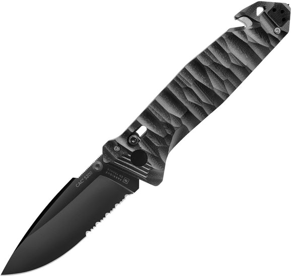 TB Outdoor C.A.C. S200 Axis Lock Black Folding Serrated Nitrox Pocket Knife 045