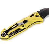 TB Outdoor C.A.C. Utility Axis Lock Yellow PA6 Folding Serrated Nitrox Knife 048