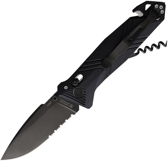 TB Outdoor C.A.C. Utility Axis Lock Smooth Black PA6 Folding Nitrox Steel Pocket Knife 050