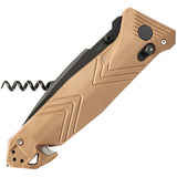 TB Outdoor C.A.C. Vengeur Axis Lock Tan Folding Nitrox Serrated Pocket Knife 102