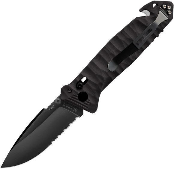 TB Outdoor C.A.C. Utility Axis Lock Smooth Black PA6 Folding Nitrox Steel Pocket Knife 114