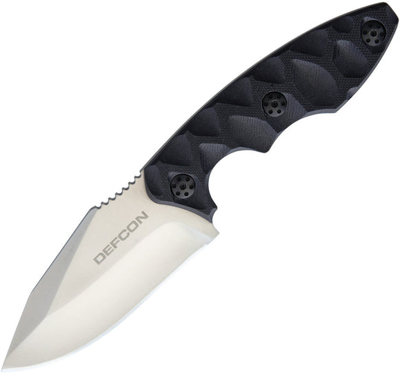 Defcon Hydra Black G10 Handle Satin D2 Tool Steel Fixed Knife w/ Sheath TD004