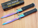 Tac Force LOT OF 2 Rainbow 8.5" Spring Assisted Tactical Stiletto Pocket Knife 428RB2