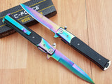 Tac Force LOT OF 2 Rainbow 8.5" Spring Assisted Tactical Stiletto Pocket Knife 428RB2