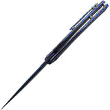 Defcon JK Series Framelock Blue & Yellow Folding Damascus Pocket Knife 4330