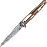 Defcon Peregrine Framelock Orange Titanium Damascus Folding Knife 43942