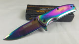 Tac Force Folding Rainbow Mirror Pocket Knife Assist Open - 848RB