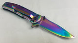 Tac Force Folding Rainbow Mirror Pocket Knife Assist Open - 848RB