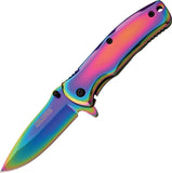 Tac Force Folding Rainbow Mirror Pocket Knife Assist Open - 848RB