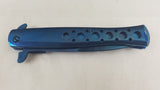 Tac Force Folding 9" Pocket Knife Mirror Blue Flipper A/O Assist - 884BL