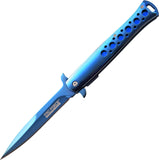 Tac Force Folding 9" Pocket Knife Mirror Blue Flipper A/O Assist - 884BL