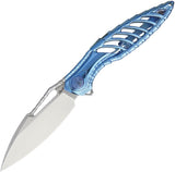 Rike Thor 6 Framelock Blue Titanium M390 Stainless Folding Drop Knife