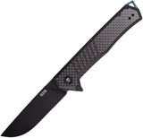 Tekto Knives F1 Alpha Linerlock Carbon Fiber Folding D2 Pocket Knife TF1CBKBK2