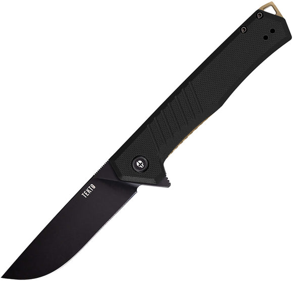 Tekto Knives F1 Alpha Linerlock Black G10 Folding D2 Steel Pocket Knife TF1GBKBK3