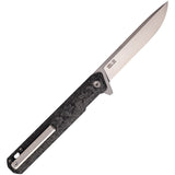 Tekto Knives F2 Bravo Linerlock Black G10 & Carbon Fiber Folding D2 Knife TF2CBKSL4