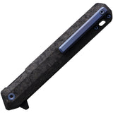 Tekto Knives F2 Bravo Linerlock Carbon Fiber Folding D2 Pocket Knife TF2CBLBK1