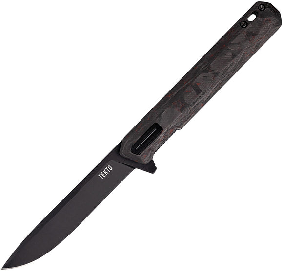 Tekto Knives F2 Bravo Linerlock Black & Red G10 & CF Folding D2 Knife TF2CRDBK1