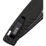 Tekto Knives F3 Charlie Button Lock Black G10 Folding D2 Steel Knife TF3GBKBK1