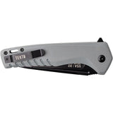 Tekto Knives F3 Charlie Button Lock Gray G10 Folding D2 Steel Knife TF3GGRBK1