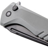 Tekto Knives F3 Charlie Button Lock Gray G10 Folding D2 Steel Knife TF3GGRBK1