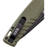 Tekto Knives F3 Charlie Button Lock Green G10 Folding D2 Steel Knife TF3GODBK1