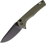 Tekto Knives F3 Charlie Button Lock Green G10 Folding D2 Steel Knife TF3GODBK1