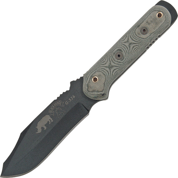 TOPS Black Rhino Fixed Carbon Steel Blade Micarta Handle Knife + Sheath 101