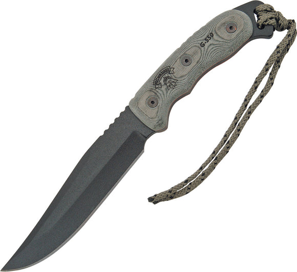 TOPS Moccasin Ranger Fixed Carbon Steel Blade Black Micarta Handle Knife 88