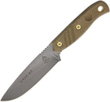 TOPS 9.25" Baja Fixed Black River Wash Blade Green Canvas Handle Knife BAJA45